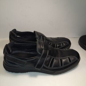 Ecco Transporter Black Leather Fisherman Sandals Men's sz 12(46).